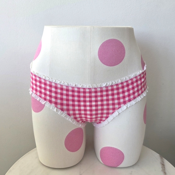 Victoria's Secret Vintage Plaid Low Rise Pink Hiphugger Panty Ruffle Trim NWT - Picture 2 of 12